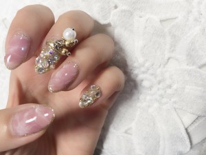 ピンク大理石ネイル